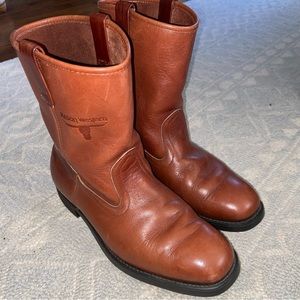 Mason Western Men’s Size 9.5 cognac Brown Leather Boots cowboy farm workwear